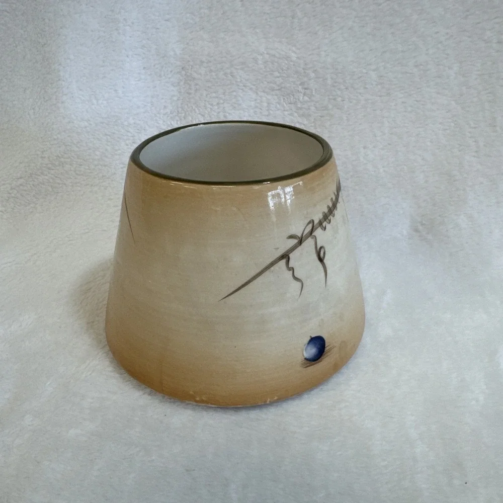 Home Interiors and Gifts Ceramic Jar Candle Topper‎ Fruit Motif Tan